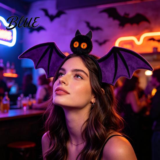 Versatile Costume Accessory Halloween Bat Hairband Plush Wing Gothic Style Headband Holiday Gathering Hair Accessories Cosplay Party for Women