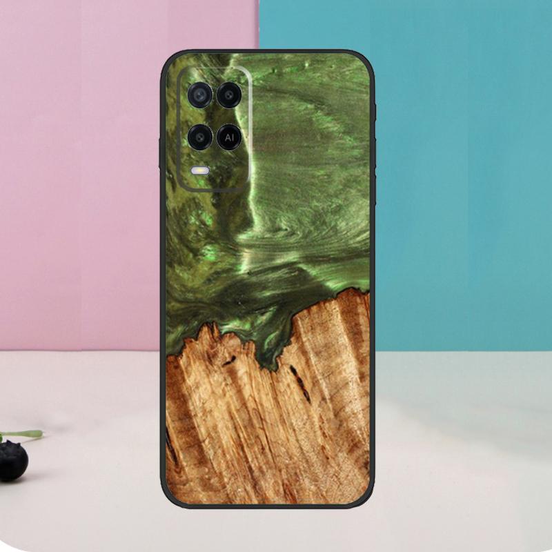 Hybrid Wood Resin Case For Oppo A78 A98 A58 A18 A38 A74 A94 A54 A15 A17 A57 A6 A5 Pro A16 A76 A96 A40 A60 A80
