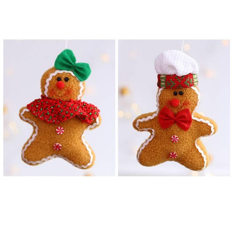 Adorable Brown Fabric Gingerbread Man Doll Festive Christmas Tree Ornament Decoration