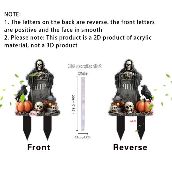 Halloween Garden Stake 2D Flat Pumpkin Man Decoration Outdoor Skeleton Decorative Stake for Lawn Yard Patio Decor
