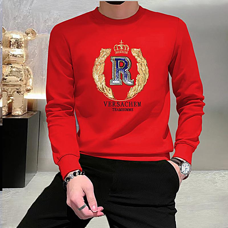 

Мужской модный свитшот с круглым вырезом и вышитым логотипом из пайеток R - Новый универсальный европейский стиль с длинным рукавом 3XL