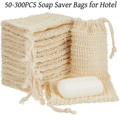 50-300PCS Soap Bags for El Natural Sisal Soap Saver Bag with Drawstring Exfoliating Soap Pouch for Bath Shower Foaming Soaps