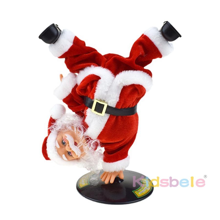 Электрические танцующие игрушки Санта-Клауса для детей Рождественский перевернутый вращающийся Санта-Клаус Электрические музыкальные куклы Электрическая плюшевая игрушка