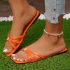 Retro Slipperswomen's Flat Heelsvacation Beach Shoes Large-sized Open-toe Sandals and Slippers