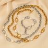 INS Hot-selling Stainless Steel Gold-plated Necklace Bracelet Set New Natural Freshwater Pearl Splicing OT Buckle Jewelry Set