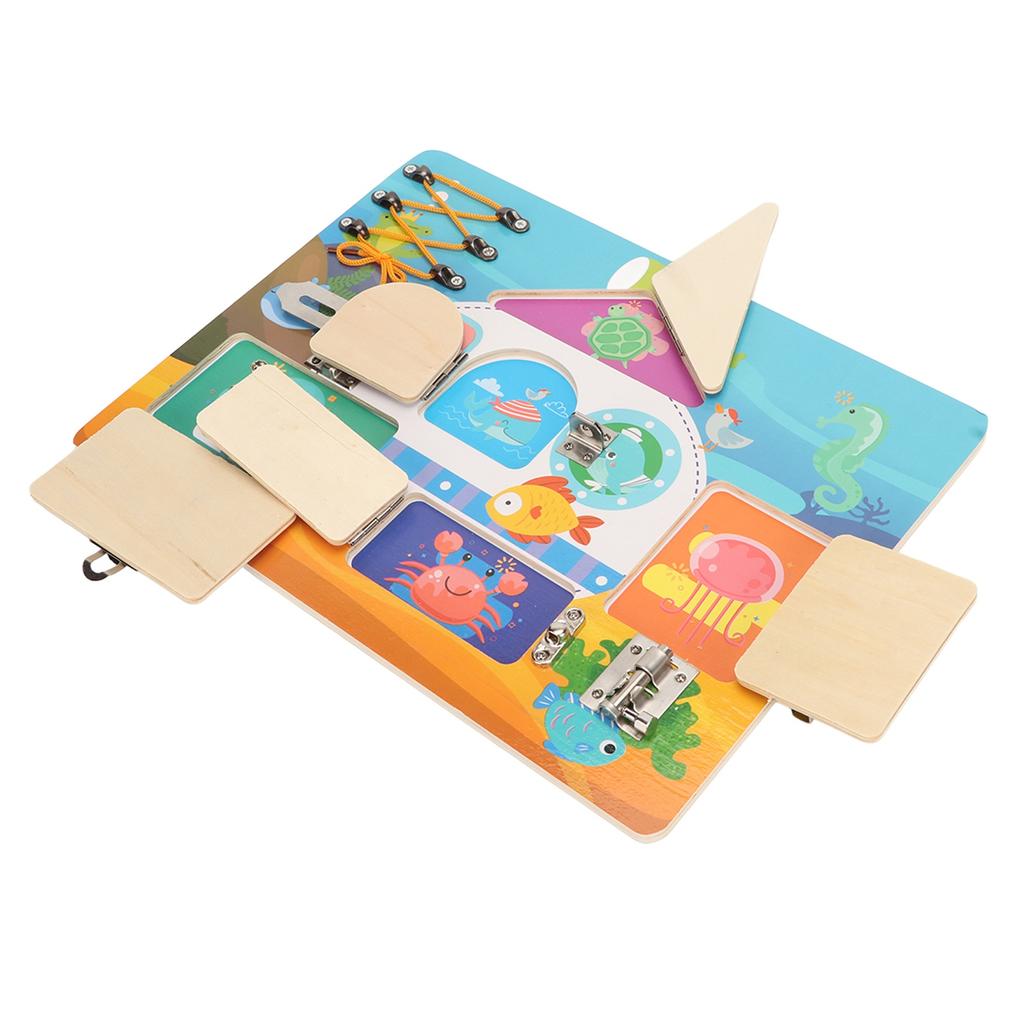 Wooden Activity Board for Toddler Exercise Hand Eye Coordination Marine Theme Sensory Board for Kind