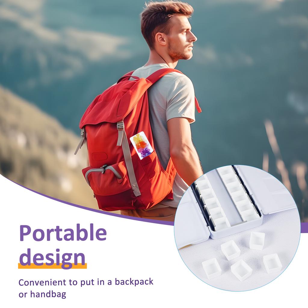 Empty Watercolor Palette with 52 Detachable Half Pans Compact Portable Paint Tray Watercolor Paint Plate Box for DIY Artist