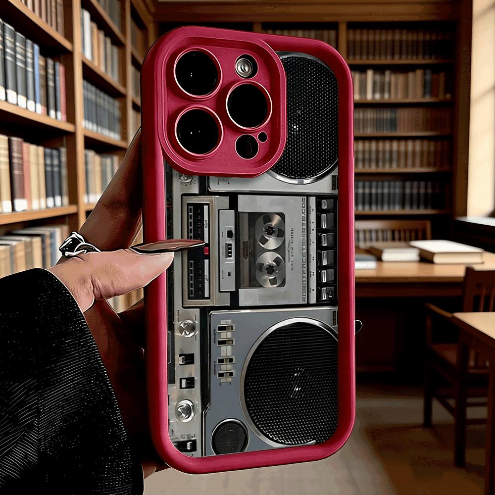 Retro Boombox Cassette Player Soft TPU Shockproof Case For Xiaomi Redmi Note 15 14 13 12 11 Pro Anti-Fall Protective Back Cover Redmi 8