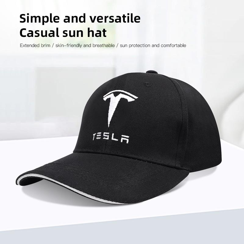 For Tesla Car Emblem Embroidery Snapback Baseball Cap Spring And Autumn Outdoor Adjustable Auto Logo Casual Hats Sunscreen Hat