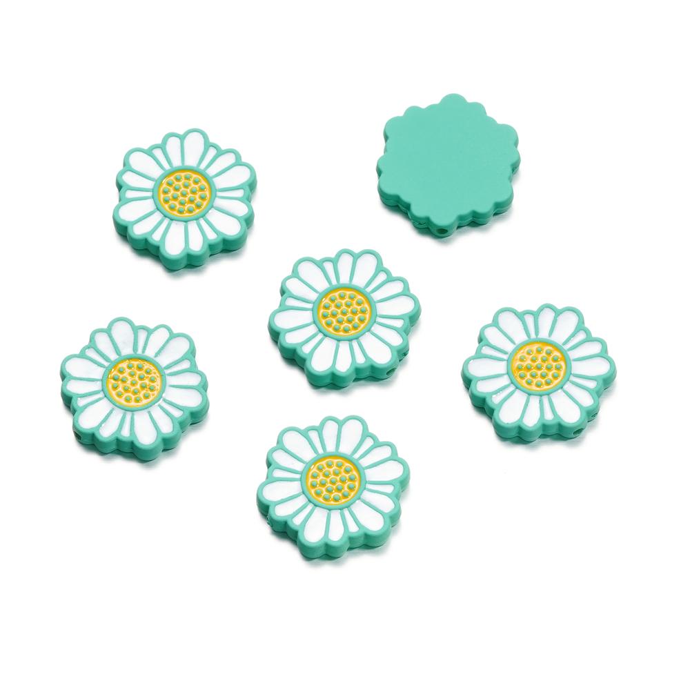 5Pcs/Lot 23*24.6mm Acrylic Daisy Shape Loose Spacer Beads for DIY Jewelry Making Necklace Bracelet Findings Accessories