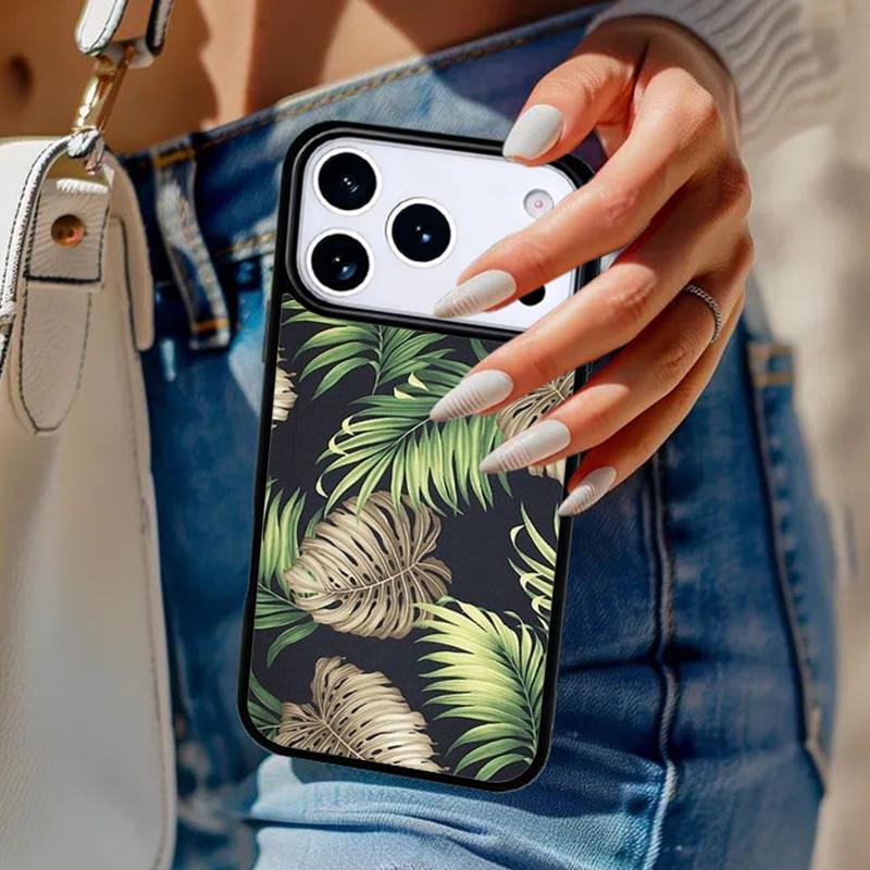 Monstera Flower Tropical Green Leaves Phone Case For iPhone 17 Air 14 15 13 12 Max Cover For Apple 16e 11 Pro Max Plus Coque