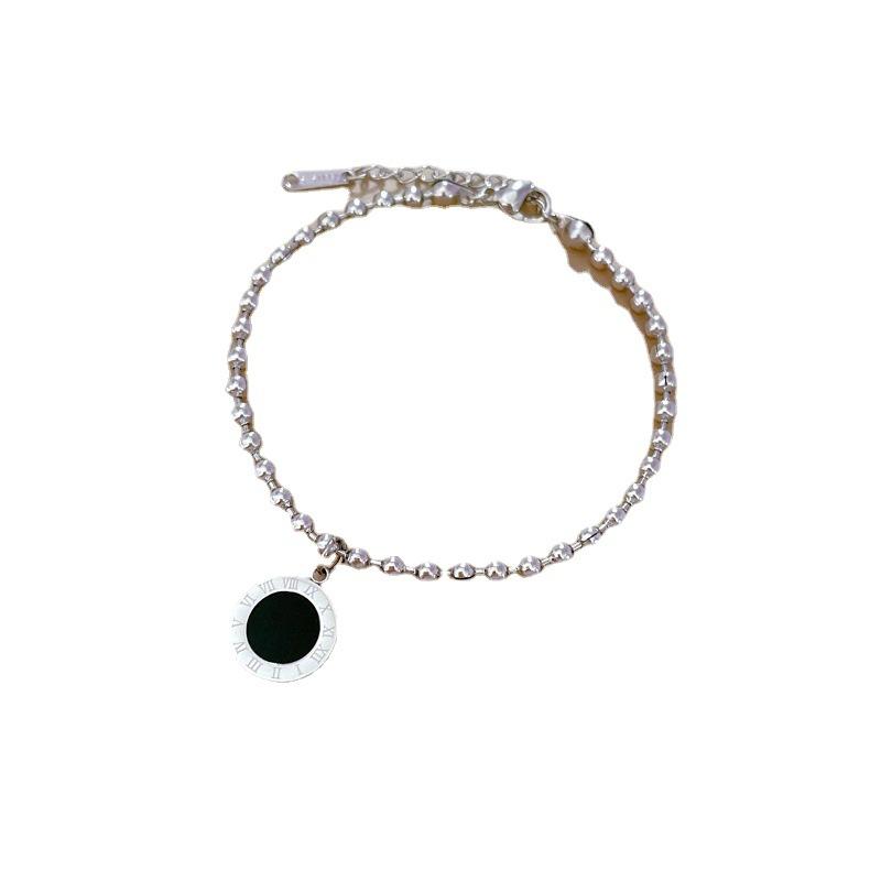 Titanium Steel Dongmen Personality Temperament Mori Cold Wind Roman Round Bead Bracelet Female Retro