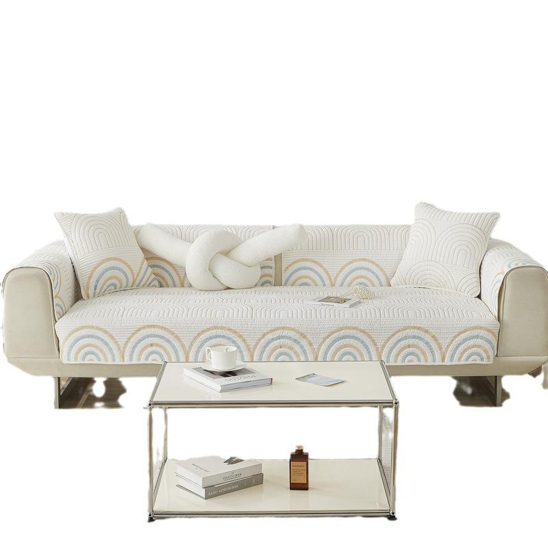 Sofa Cushion Cotton, Universal for All Seasons, Non-slip Pure Cotton Fabric, Colorful Embroidered Seat Cushion, Simple Modern Sofa Cover Cover