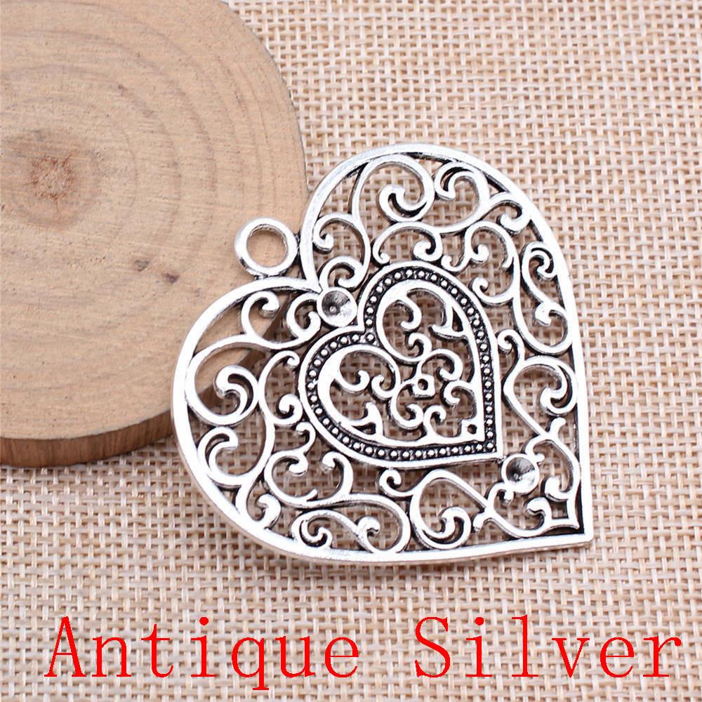 Big Heart Shaped Charms Pendant For Bracelet Necklace Jewelry Making Craft Findings