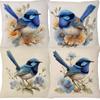 Australian Blue Wren With Flower Cushion Covers Bird Decor Sofa Decorative Pillowcase