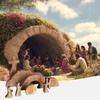 Wooden Empty Tomb Easter Scene Ornament Mini Decorative Easter Resurrection Scene Statue DIY Easter Cross Ornament