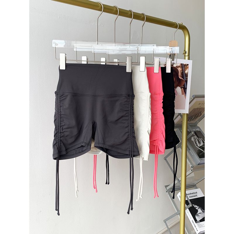 Lu Same Style High Waist Hip Lifting Sport Shorts Women's New Tight Pleating Yoga Pants Outwear Running Fitness Shorts
