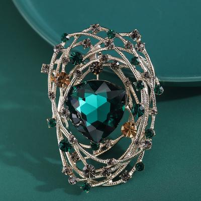 Luxury Crystal Glass Full Of Stars Brooch Temperament Suit Jewelry Pin Exquisite Hollow Creative Corsage