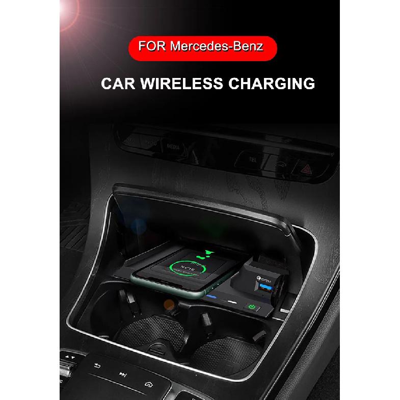 15W Car Wireless Charging Phone Charger for Mercedes Benz W205 AMG C43 C63 AMG GLC 43 C63 X253 C Class Accessories