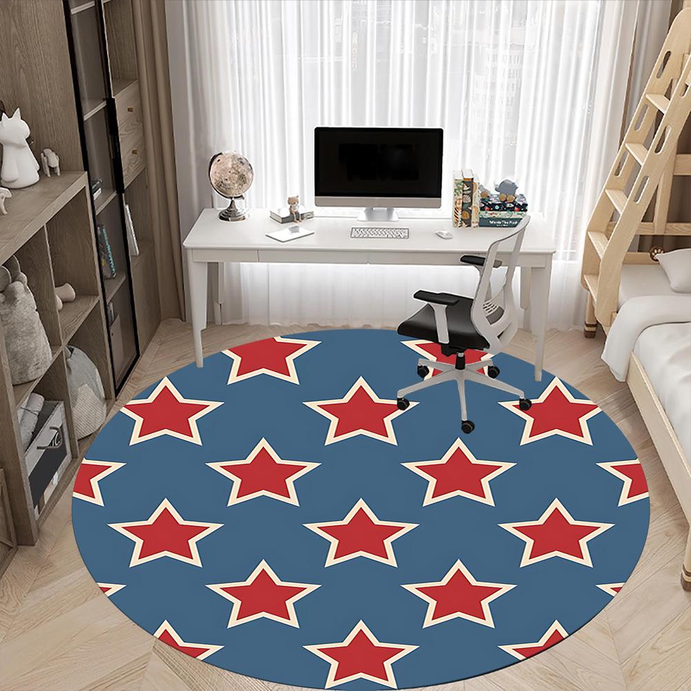 1pc Stars Circle Office Round Area Rug, Under Office Chairs Bedroom Living Room Home Decor, Room Deco
