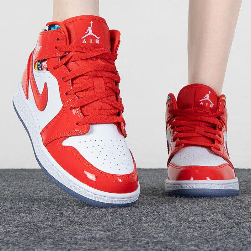 Jordan 1 Mid Barcelona Sweater Red Patent GS DC7248-600