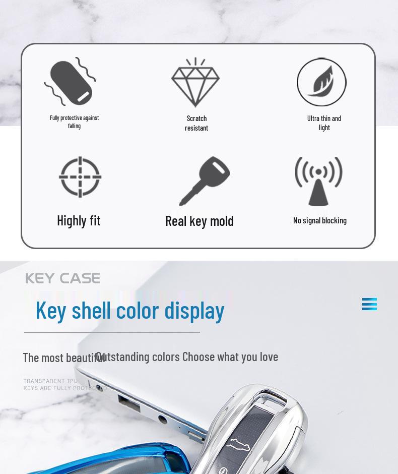 Porsche Key Cover for Cayenne, Macan, Panamera, & 718 - Protective Car Key Shell