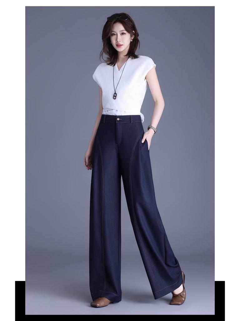 Vielseitige High-Waist-Hose mit weitem Bein: Neuer Frühjahrsartikel, Lockerer, Fließender Gerader Schnitt, Bodennah, Schlankmachend und Lässig
