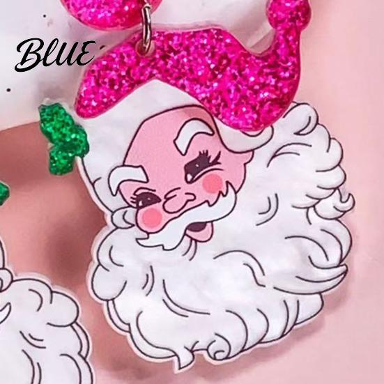 Fashionable Santa Claus Earrings Dangle Funny Christmas Glitter Charm Elegant