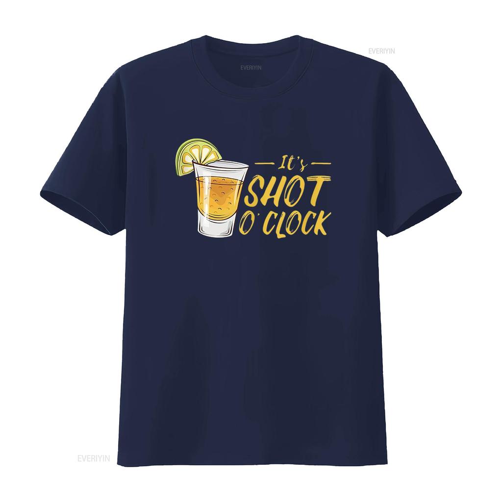 Es ist Shot O Clock Alkohol Tequila Limette Party Herren T-Shirt Weiß vintage Gewaschen Grafik Atmungsaktiv Lässig Stilvoll Vielseitig