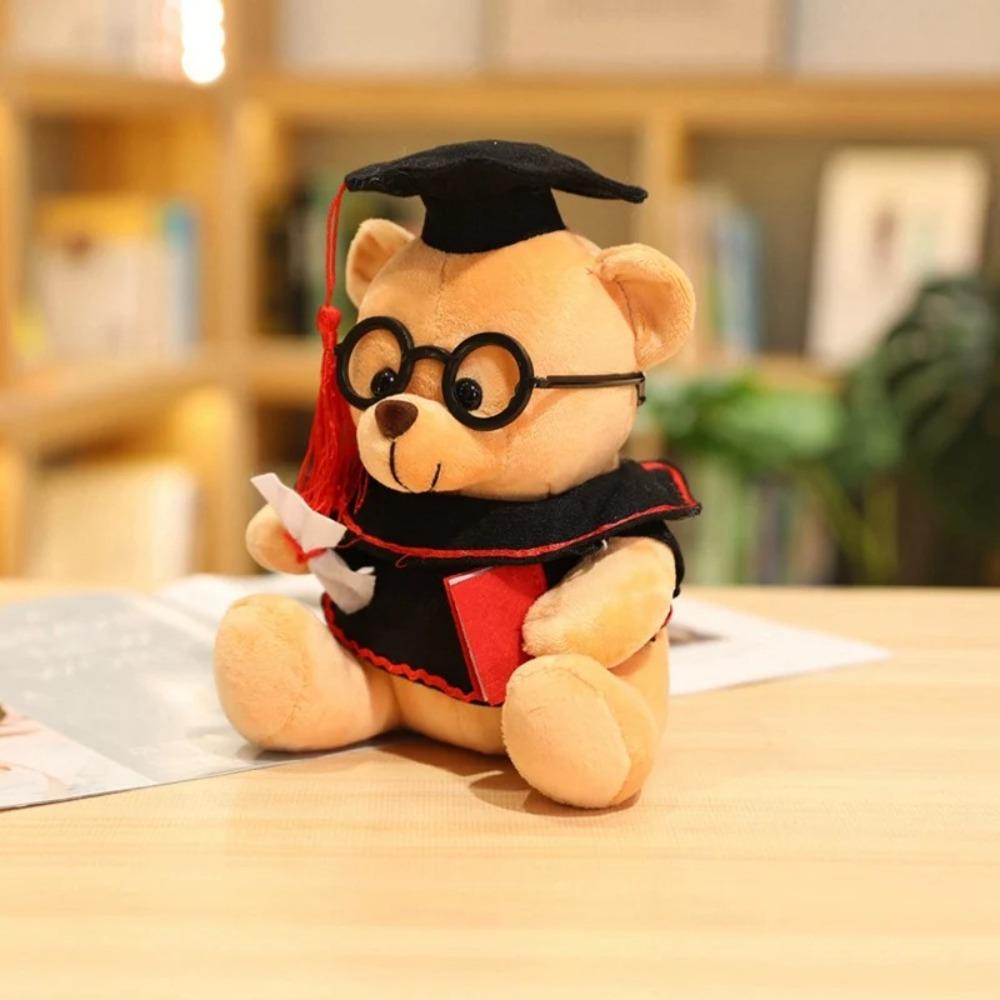 18/23cm Cartoon Lovely Bear Glasses Bear Stuffed Plush Toy Graduation Bear Doll  Kindergarten Gift