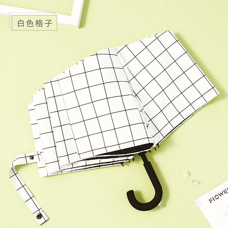 

Japanese Simple Plaid Wave Point Printed Lady Bent Handle Folding Umbrella Travel Shopping UV Umbrella Portable Rain Umbrella Iron&8K