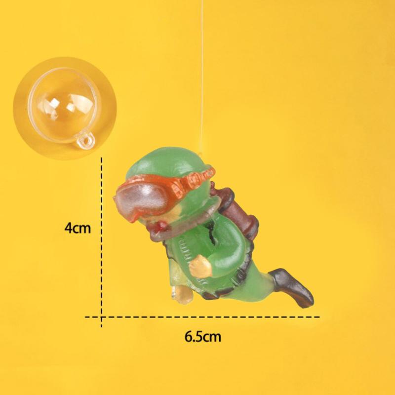 Luminous Green Mini Diver Kawaii Simulated Floating Frogman For Aquarium Ornaments Fish Tank Decoration Aquarium Accessories
