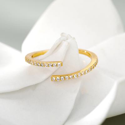 Anéis Ajustáveis de Zircônia Brilhante com Abertura Para Mulheres Camada Dupla Anel de Noivado de Luxo Joias de Luxo Femininas Presente