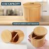 Bamboo Salt Cellar, 2 PCS Salt Container with Built-in Spoon, Salt Box Bowl with Magnetic Swivel Lid, Elegant Kitchen Salt Holder Saver Jar To Storage