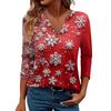 Women's Casual Fashionable Sexy Comfortable V-Neck Christmas Three-Quarter Sleeve Top
