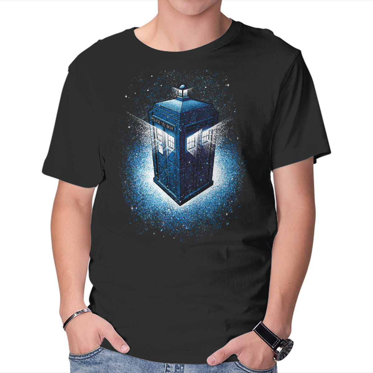 Unisex Crew Neck T-Shirt Tardis Splash Graphic Short Sleeve Casual Tee XS