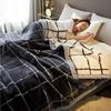 Double Sided Printed Autumn Winter Blankets for Bed Soft Warm Encrypted Flocking Raschel Blanket Skin Friendly Weighted Blanket