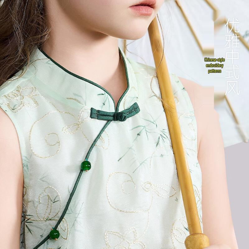 ASK JUNIOR Mädchen Ärmelloses Qipao Kleid im chinesischen Stil