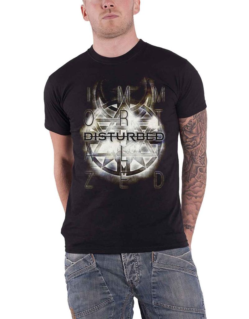 Unisex Cotton T-shirt Disturbed T Shirt Immortalized band logo Symbol  Official Mens Black