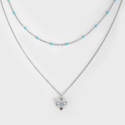 LingerPiece [Lot de 2] Collier Cœur avec pointe menthe