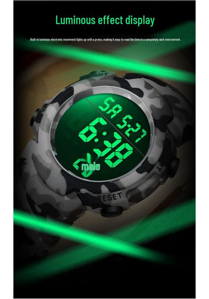 Sanda Men's Tactical Outdoor Camouflage Waterproof Sport Watch with Large Luminous Dial