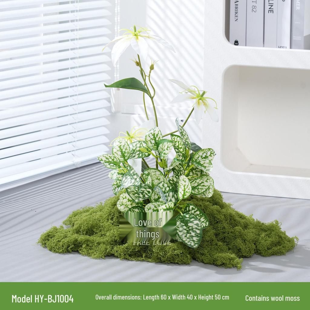 Luxury Faux Green Plant and Flower Decor - Indoor Moss and Grass Clusters for Elegant Landscaping.