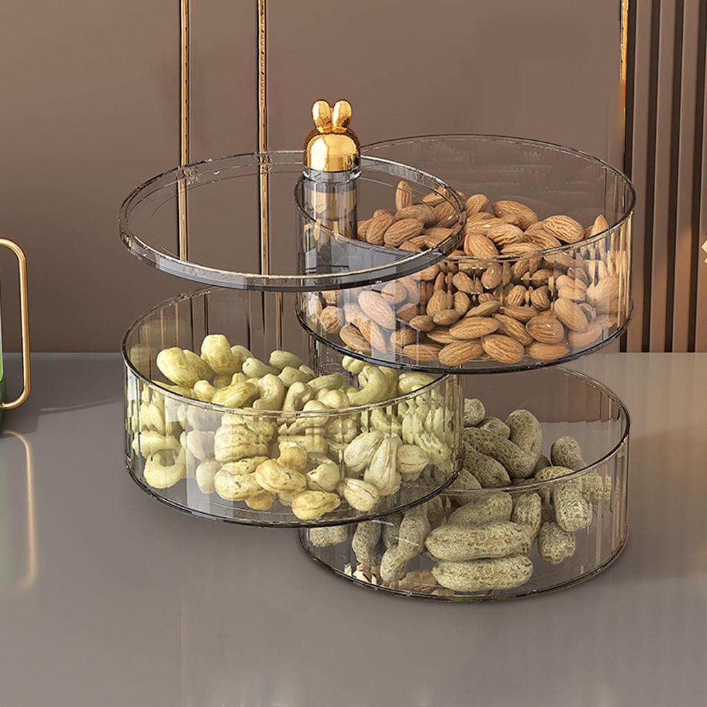 3 Layer Dried Fruit Tray Transparent Snack Plates Nuts Container for Living Room