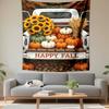 Vintage Truck with Fall Pumpkins and Sunflowers Patterned tapestry for bedroom and living room home decor