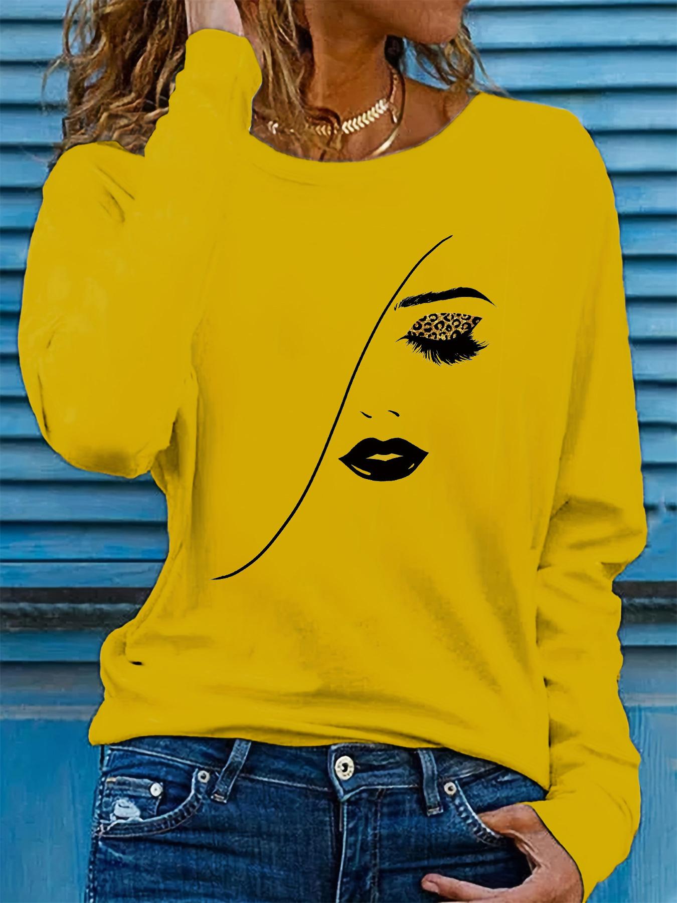 women s spring and autumn comfortable casual long sleeved portrait round neck T-shirt L