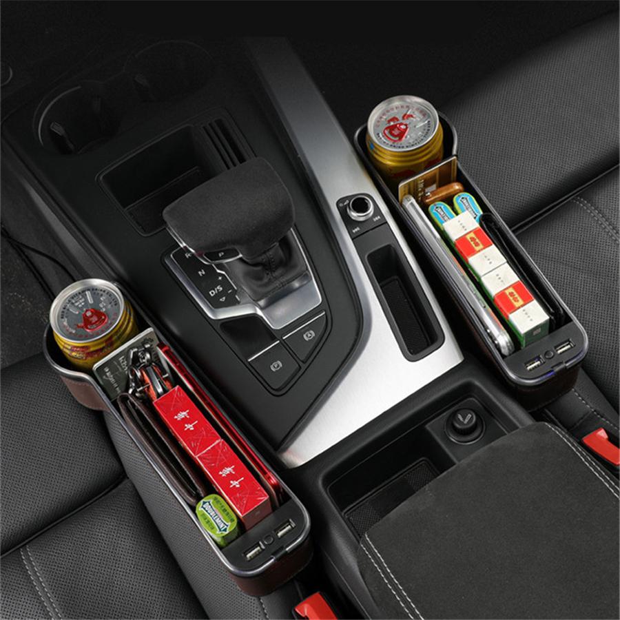 Left Side Car Storage Cup Box Led Atmosphere Light Car Seat Crevice Storage Box