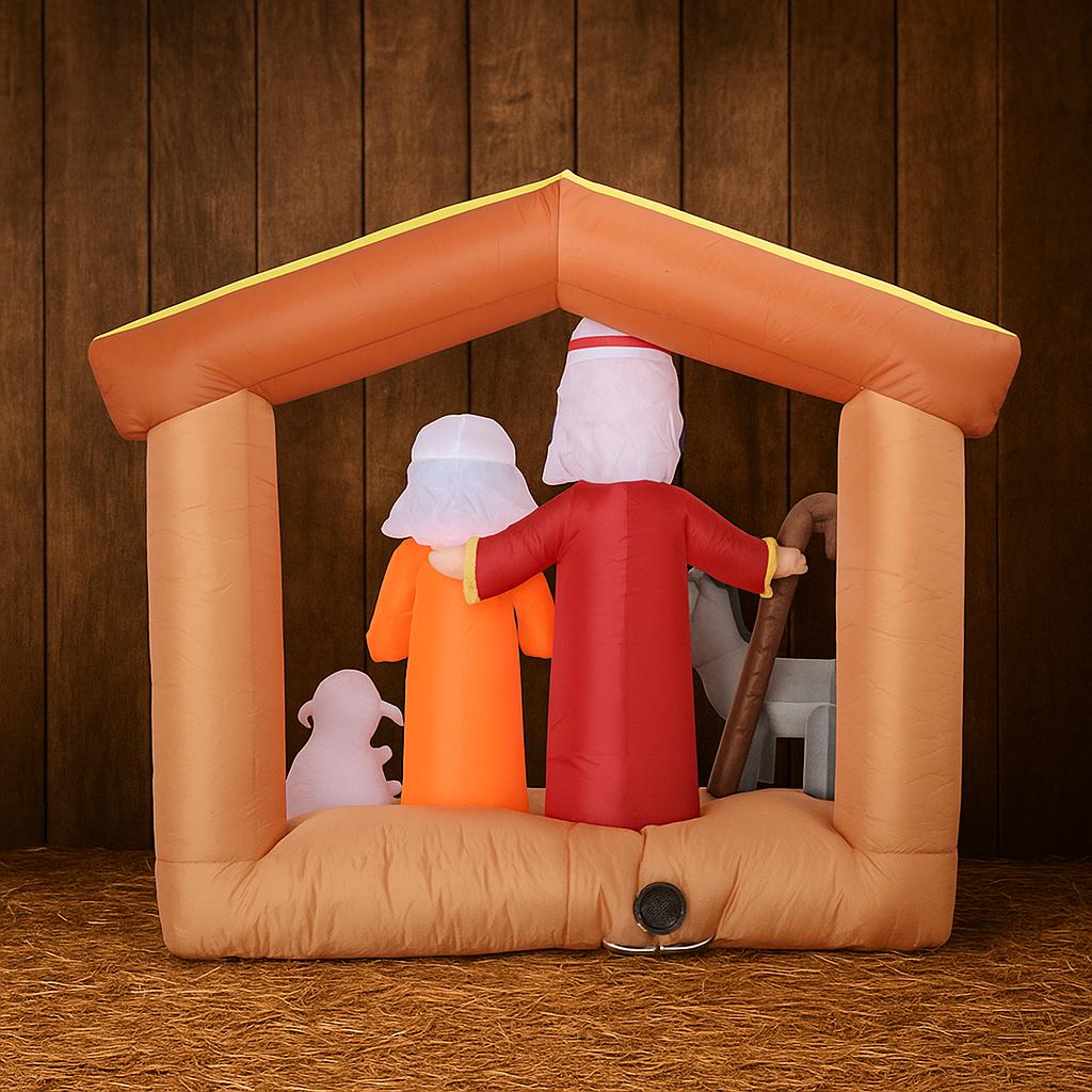 1,8 m Świąteczne Dekoracje Ogrodowe Nadmuchiwana Dekoracja Sceny Bożonarodzeniowej Święta Rodzina Osiołek Jagnię LED Ozdoba Świąteczna Prezenty Zabawka