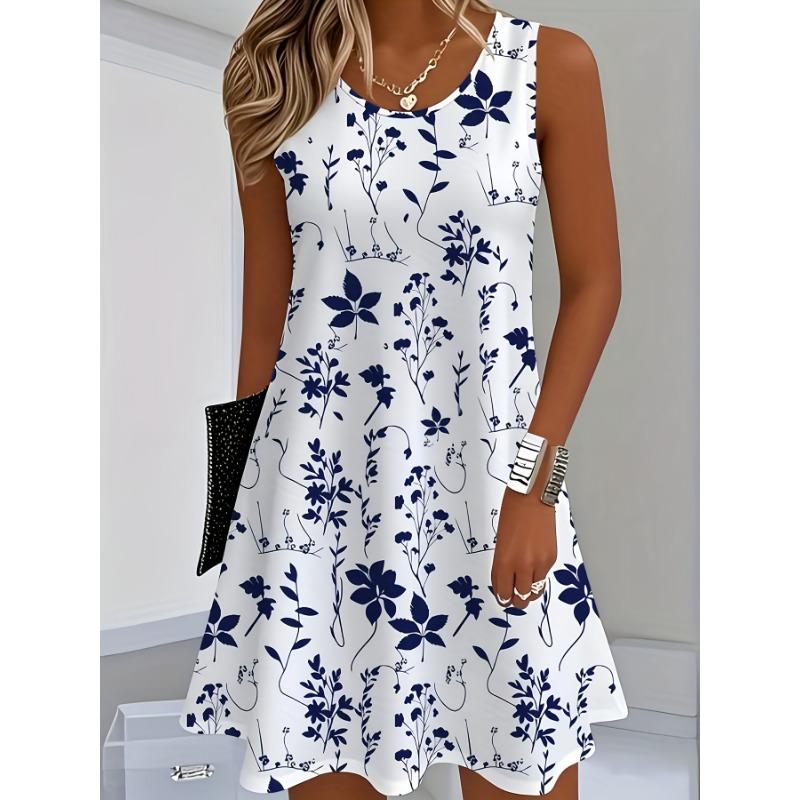 Женское летнее модное платье с принтом, платье-майка, большое повседневное платье L