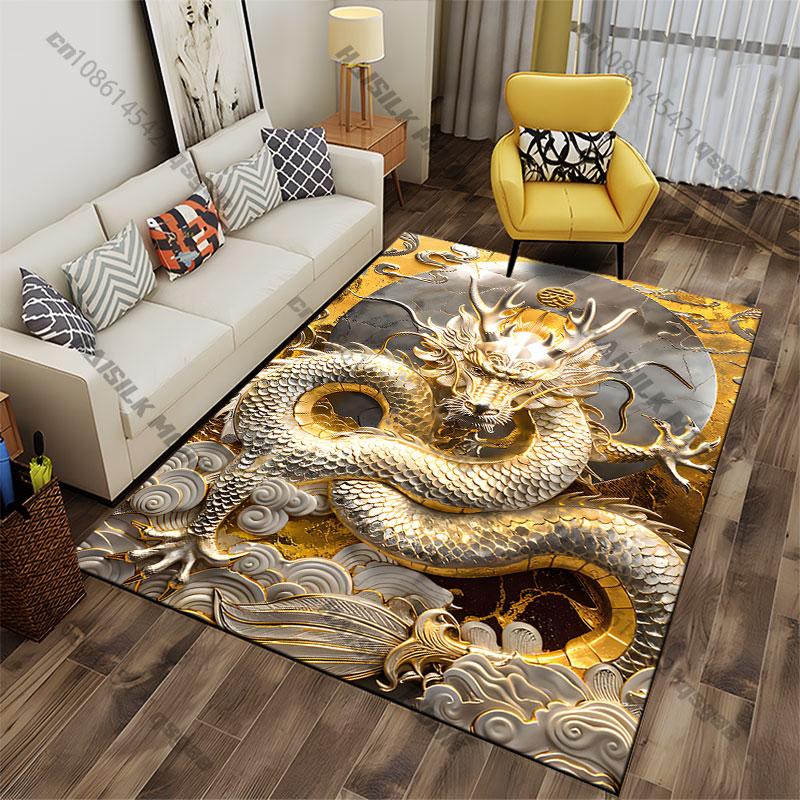 Golden dragon power symbolism energy carpet Yoga living room room decor children's crawling mat doormat area rug games mat
