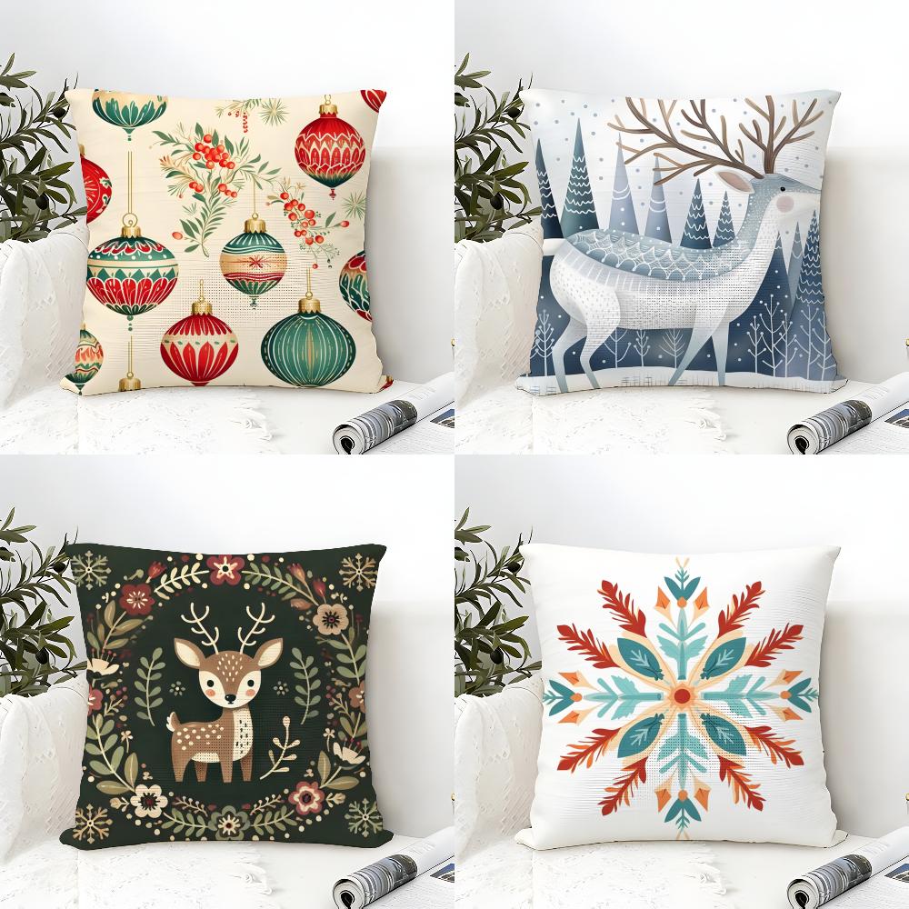 3 Classic Snowflake Animal Print Pillow Case Home Living Room Decoration Linen Pillowcover Pillow Cases Cushion Cover